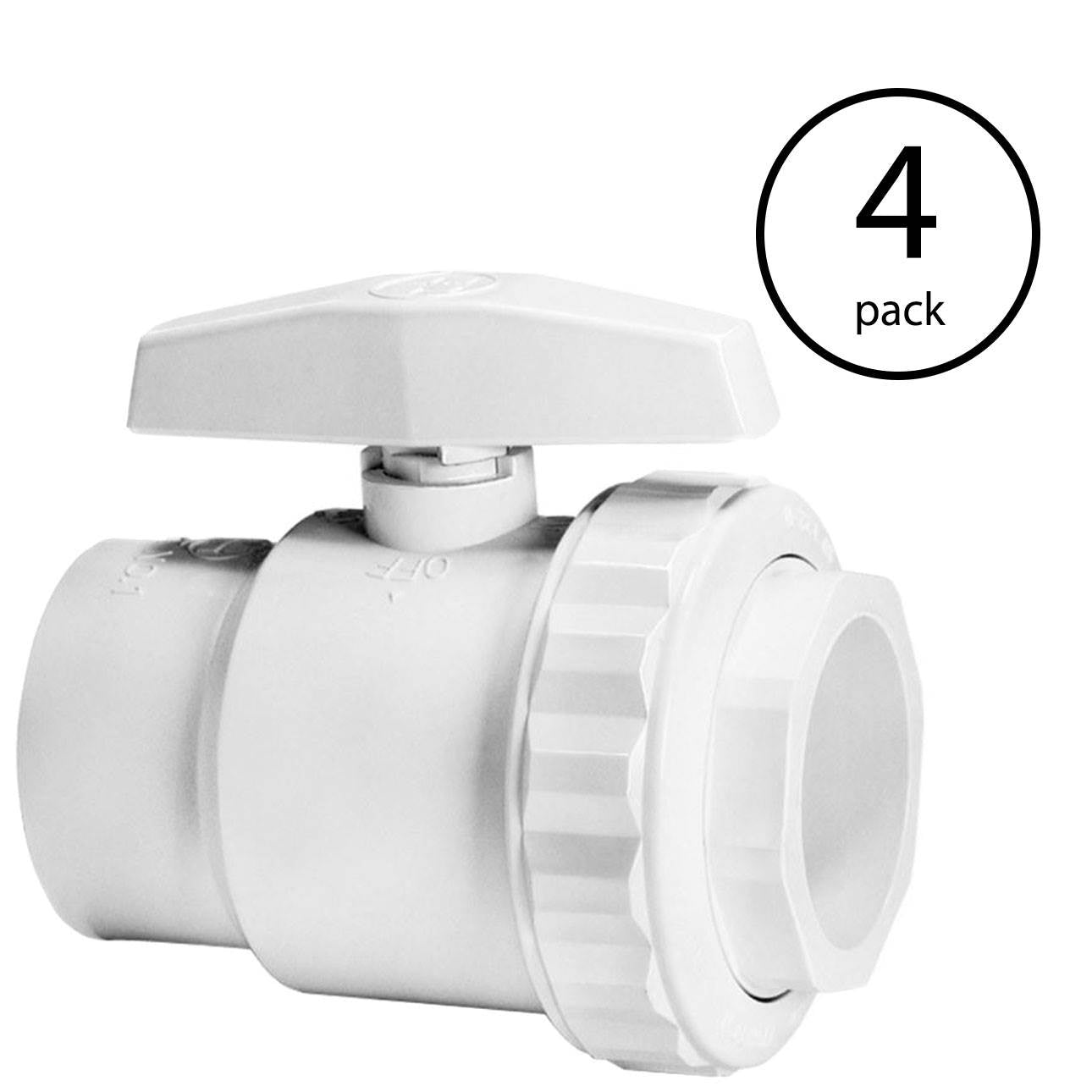 Hayward Swimming Pool Trimline PVC 2-Way 1-1/2" SKT Pipe Ball Valve (4 Pack)