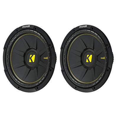 Kicker 44CWCS124 CompC 12" 1200 Watt 4 Ohm Single Voice Coil SVC Subwoofer, Pair