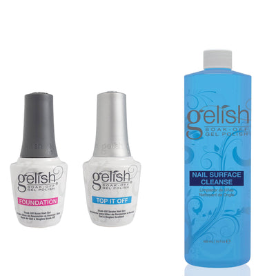 Gelish Dynamic Duo Base & Top Sealer Gel Nail Polish and Soak Off Gel Cleanser