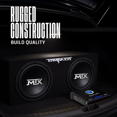 MTX 12" Dual Subwoofer Enclosure, Planet Audio Amplifier, 2 Soundstorm Wire Kits - VMInnovations