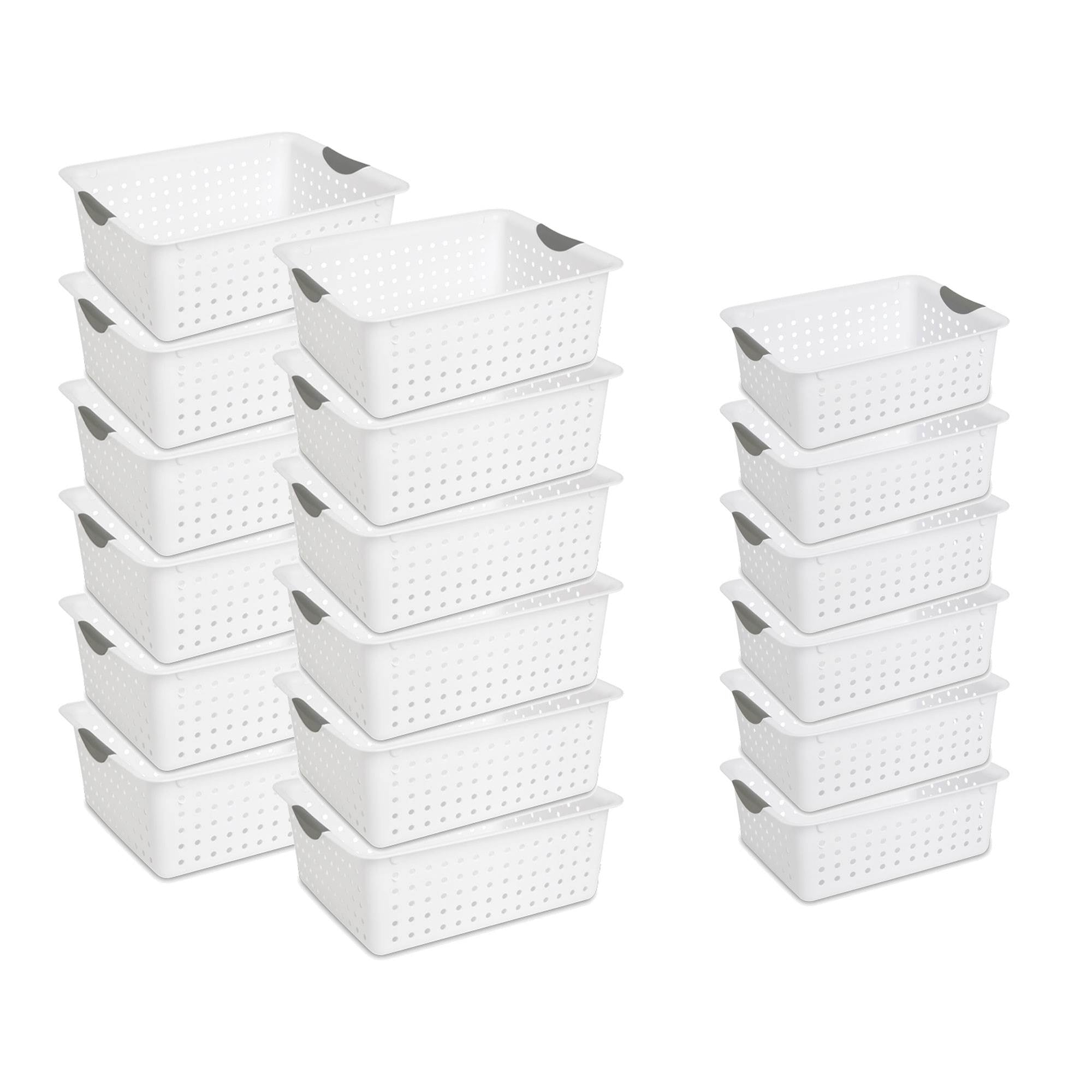 Sterilite Ultra Storage Bin Basket in Size Large (12 Pack) and Medium (6 Pack)
