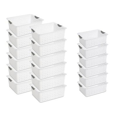 Sterilite Ultra Storage Bin Basket in Size Large (12 Pack) and Medium (6 Pack)