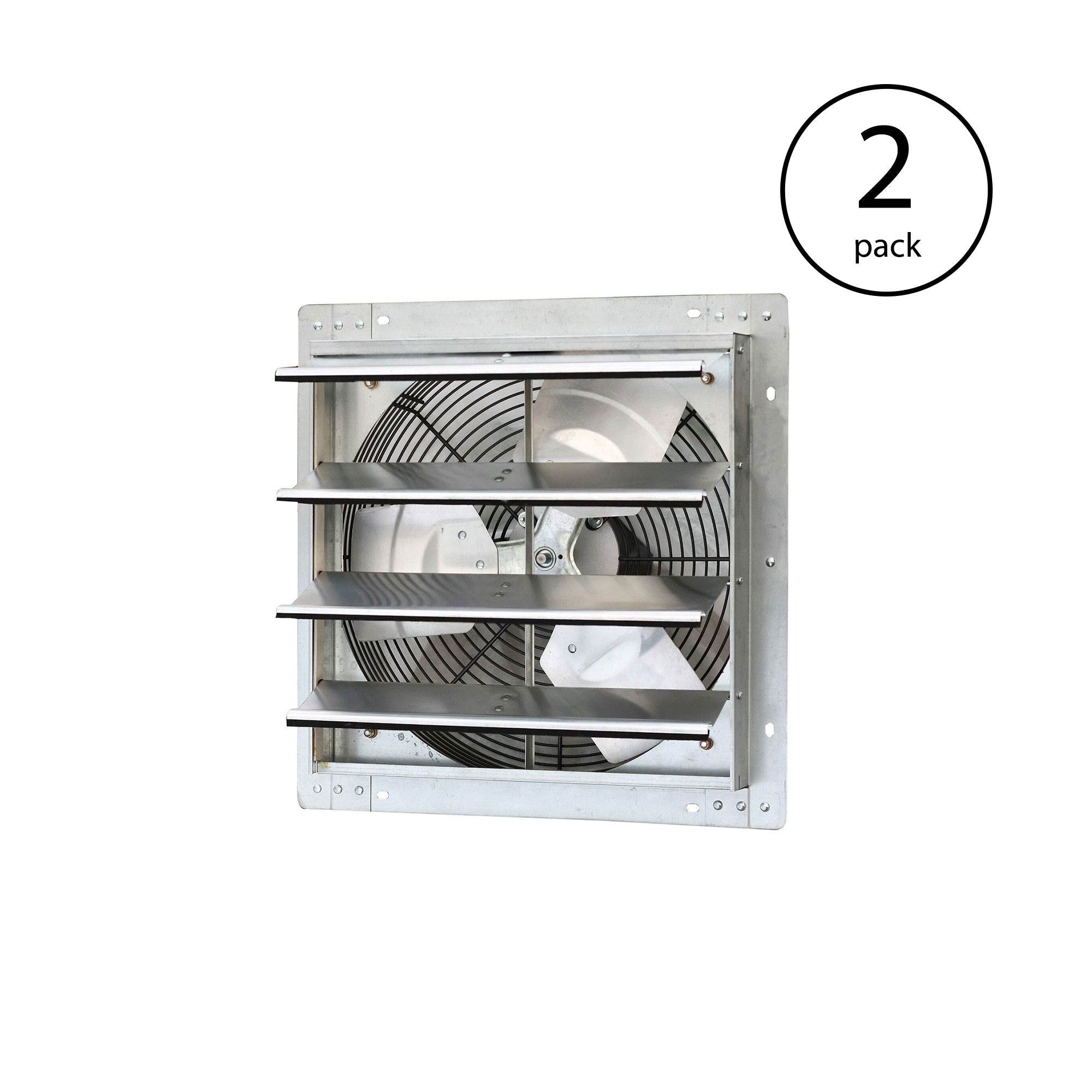 iLiving 16 Inch Variable Speed Wall Mounted Steel Shutter Exhaust Fan (2 Pack)
