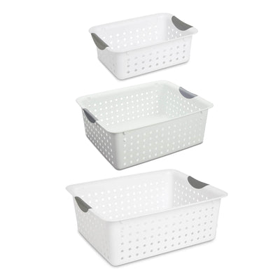 Sterilite Set of Ultra Plastic Storage Baskets, 12 Small, 12 Medium, and 6 Large - VMInnovations