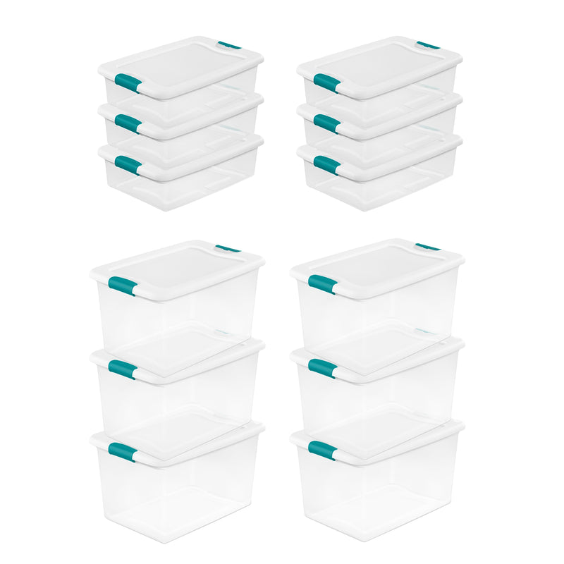 Sterilite 64 Qt Plastic Stacking Container, 6 Pack & 32 Qt Storage Boxes, 6 Pack - VMInnovations