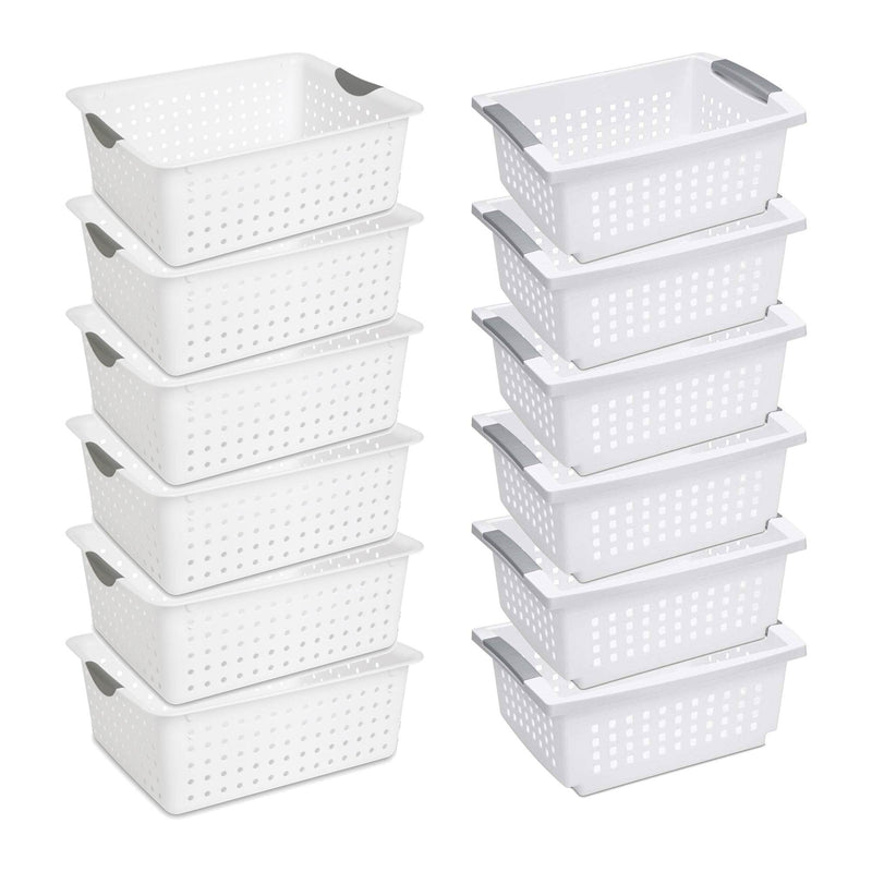 Sterilite Large Ultra Storage Organizer Basket (6 Pack) + Stacking Bins (6 Pack)
