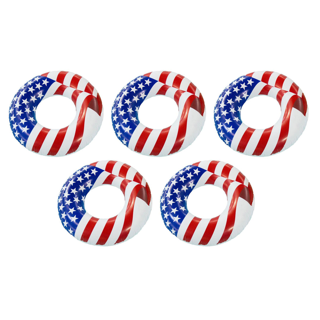 Swimline 36" Inflatable Patriotic America Flag Swimming Pool Tube Float (5 Pack)