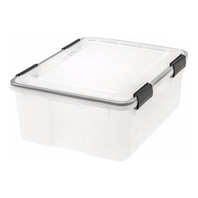 IRIS USA 30.6 Quart Clear Plastic Weathertight Plastic Storage Container Box