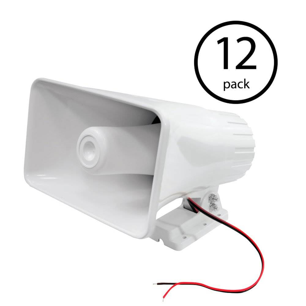 PYLE PHSP5 8" 65 Watt 8-Ohm Indoor & Outdoor PA Horn Speaker, White (12 Pack)