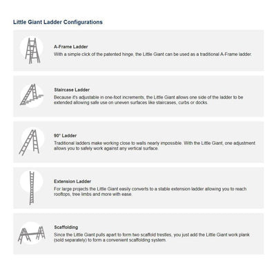 Little Giant Ladder Systems 17 Foot Aluminum LT Ladder w/ Folding Work Platform