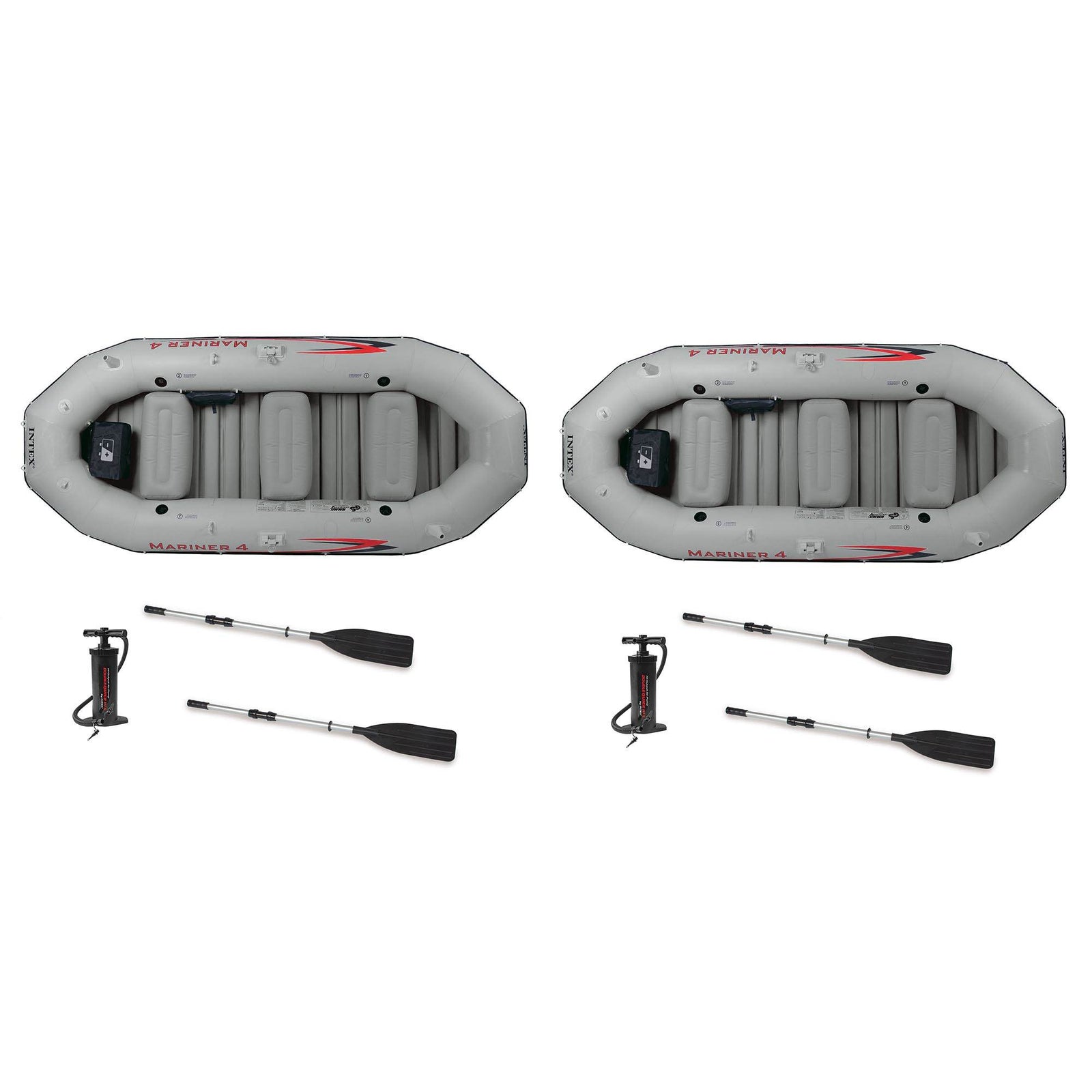 Intex Mariner 4-Person Inflatable River Lake Dinghy Boat and Oars Set (2 Pack) - VMInnovations
