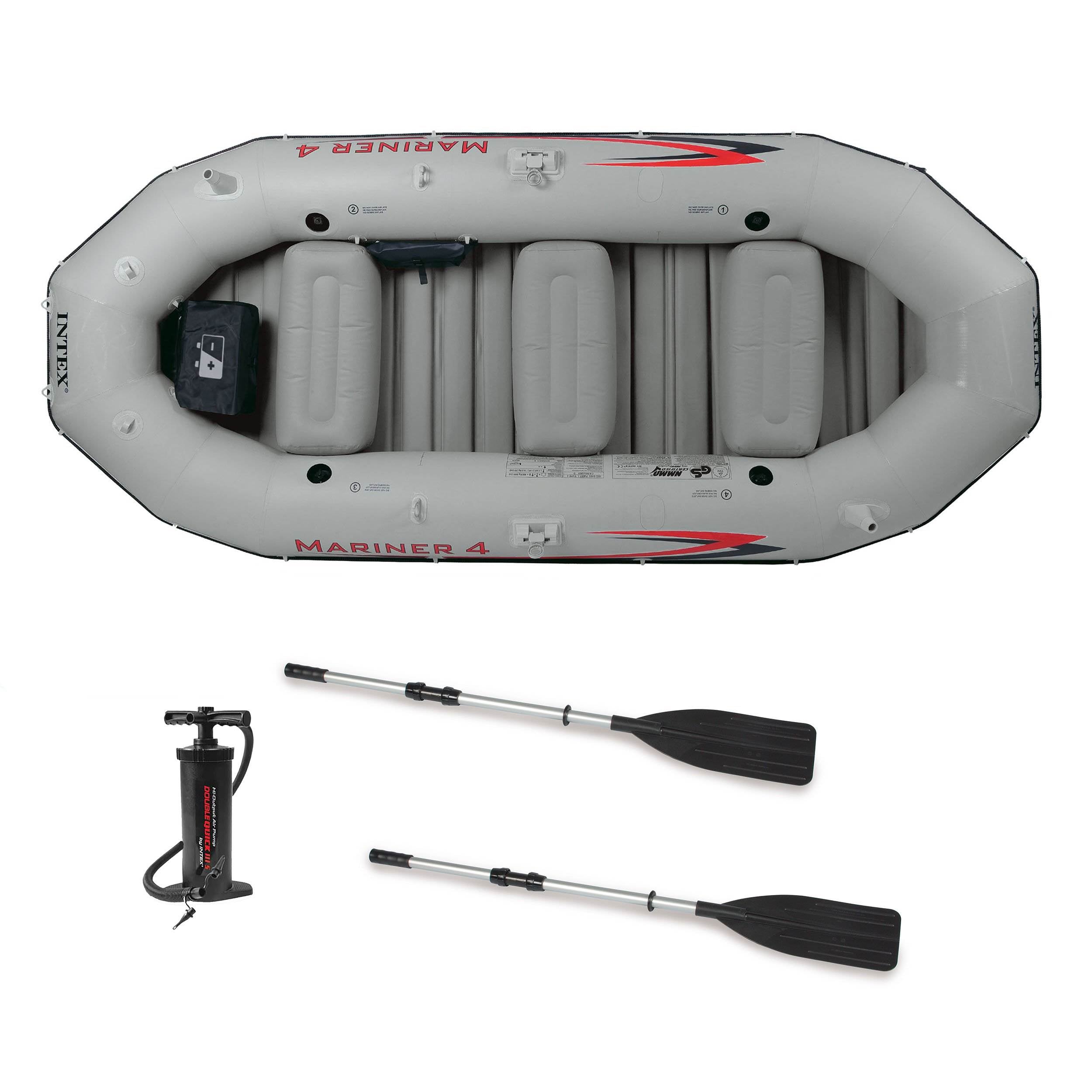 Intex Mariner 4-Person Inflatable River Lake Dinghy Boat and Oars Set (2 Pack) - VMInnovations