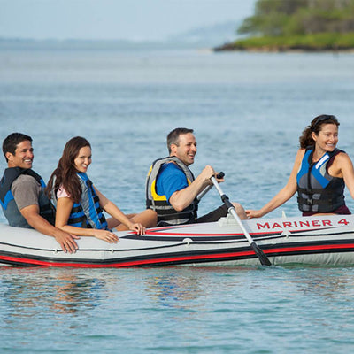 Intex Mariner 4-Person Inflatable River Lake Dinghy Boat and Oars Set (2 Pack) - VMInnovations