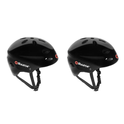Razor V17 Childrens Outdoor Bike/Scooter/Skateboard Helmet, Gloss Black (2 Pack)
