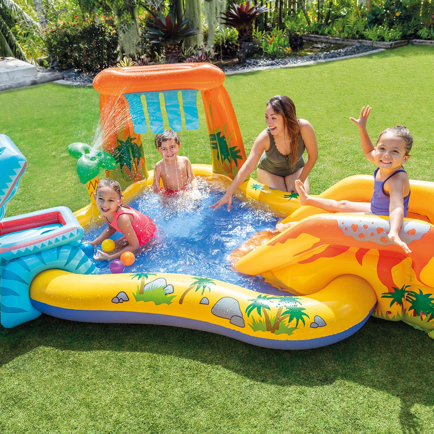 Intex 8ft x 6.25 x 43in Dinosaur Play Center Inflatable Swimming Pool (2 Pack)