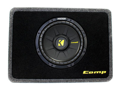 Kicker TCompS 600W Thin Mount Subwoofer & Box (2 Pack) (Certified Refurbished)