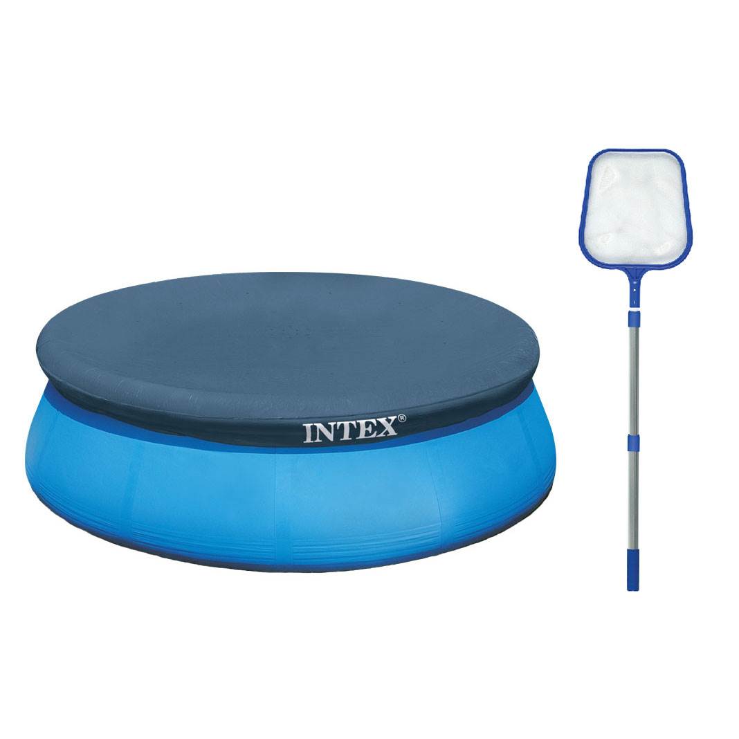 Intex 15 Foot Above Ground  Pool Cover Tarp and HydroTools Skimmer Skimmer Net