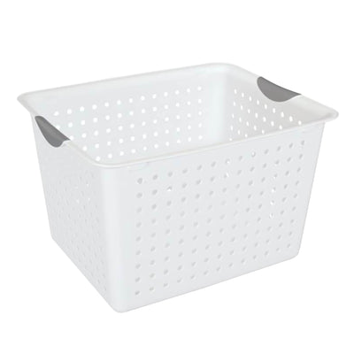 Sterilite Set of Ultra Plastic Storage Bin Baskets w/ Handles, 12 Large, 6 Deep