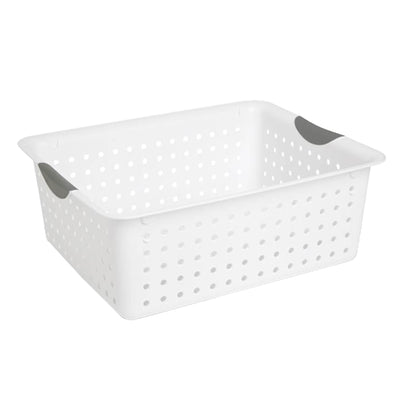 Sterilite Set of Ultra Plastic Storage Bin Baskets w/ Handles, 12 Large, 6 Deep