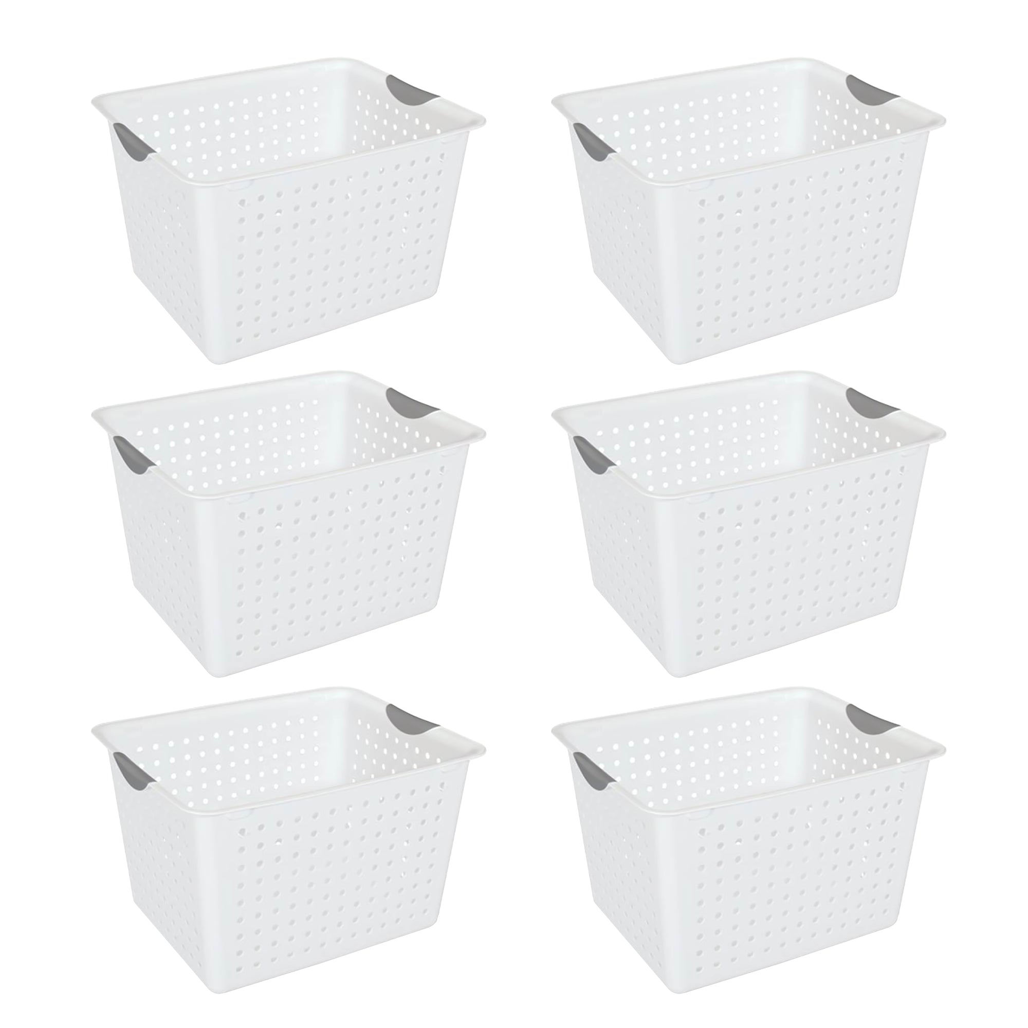 Sterilite Set of Ultra Plastic Storage Bin Baskets w/ Handles, 12 Large, 6 Deep