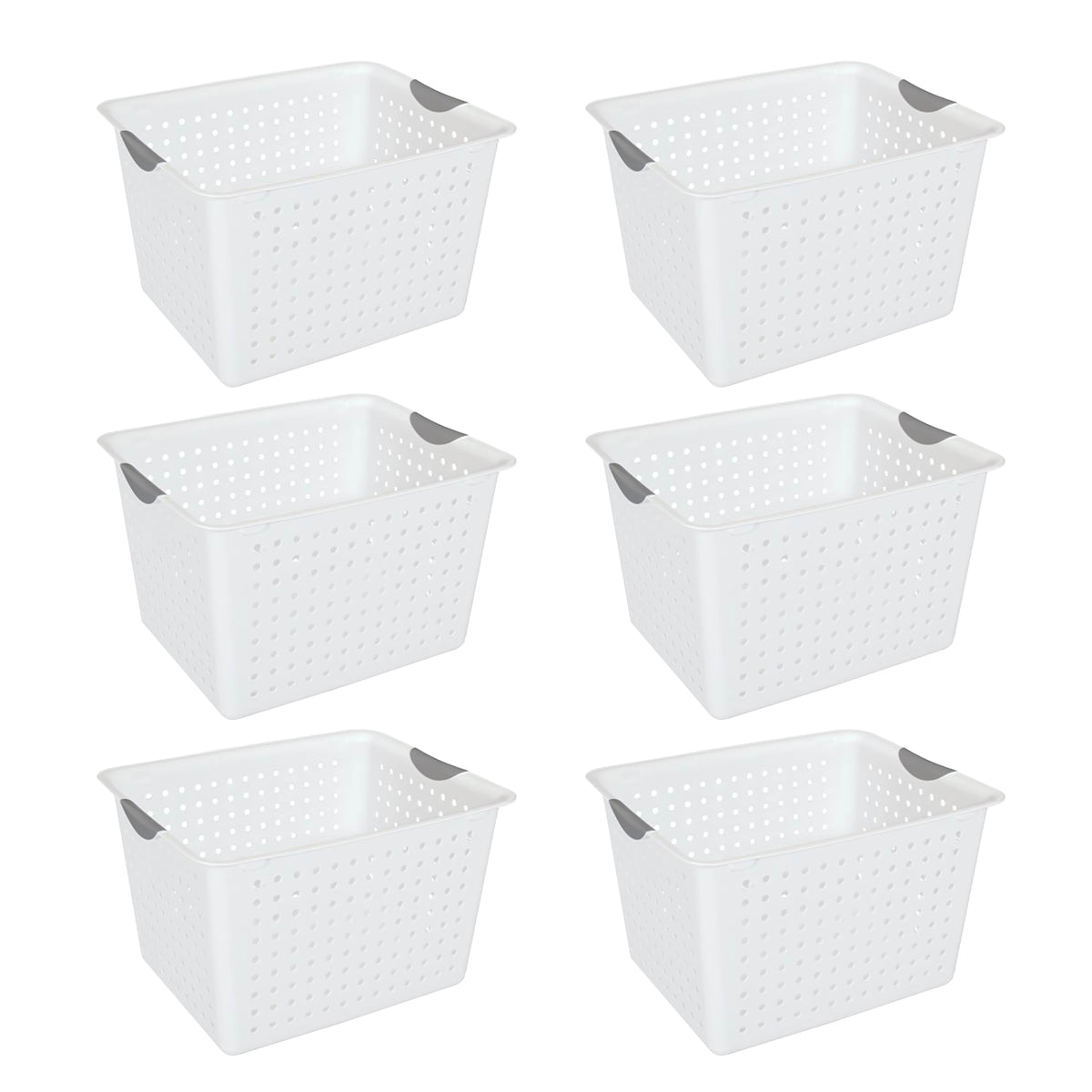 Sterilite Set of Ultra Plastic Storage Bin Baskets w/ Handles, 12 Large, 6 Deep