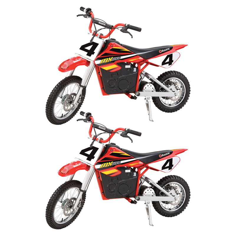 Razor MX500 Dirt Rocket 36V Electric Toy Motocross Dirt Bike, Red (2 Pack)