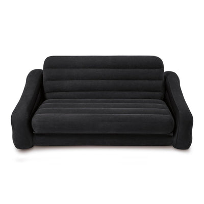 Intex Inflatable Corner Sectional Tan Sofa and Queen Size Pull-Out Futon, Gray