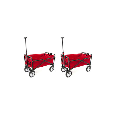 SEINA Heavy Duty Compact Folding 150 Pound Capacity Outdoor Cart, Red (2 Pack)