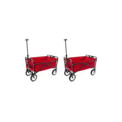 SEINA Heavy Duty Compact Folding 150 Pound Capacity Outdoor Cart, Red (2 Pack) - VMInnovations