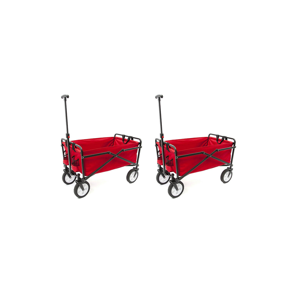 SEINA Heavy Duty Compact Folding 150 Pound Capacity Outdoor Cart, Red (2 Pack) - VMInnovations