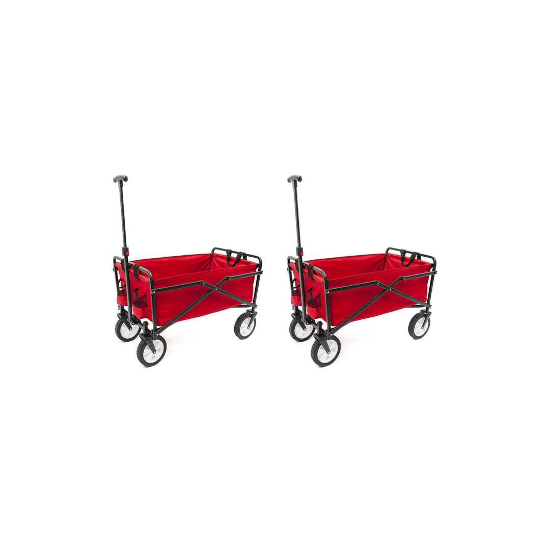 SEINA Heavy Duty Compact Folding 150 Pound Capacity Outdoor Cart, Red (2 Pack) - VMInnovations