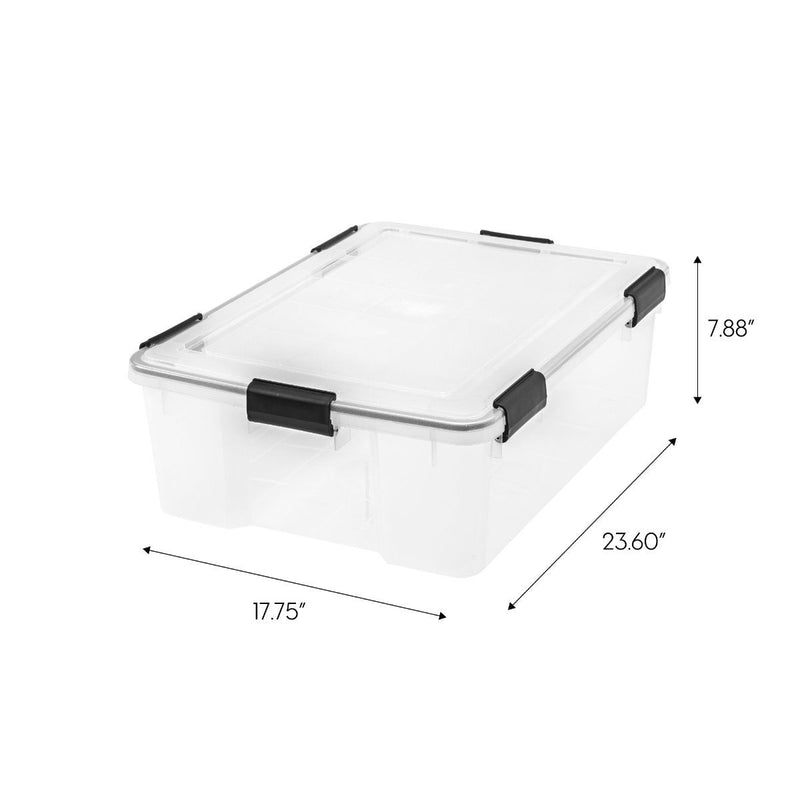 IRIS USA 30.6 Quart Clear Plastic Weathertight Plastic Storage Container Box