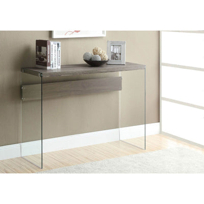 Monarch Specialties Contemporary Tempered Glass Accent Table, Taupe (2 Pack)