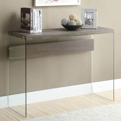 Monarch Specialties Contemporary Tempered Glass Accent Table, Taupe (2 Pack)