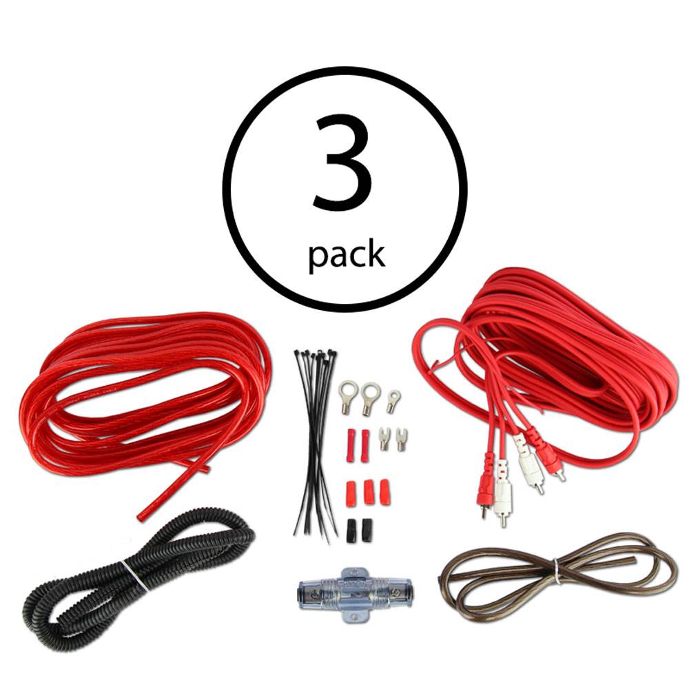 VM Audio 8 Gauge Car Amplifier Amp Installation Wiring Complete Kit+RCA (3 Pack)