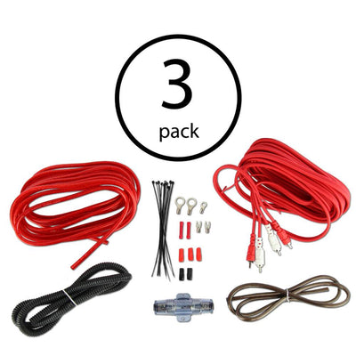 VM Audio 8 Gauge Car Amplifier Amp Installation Wiring Complete Kit+RCA (3 Pack)