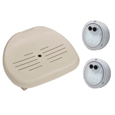 Intex Removable Slip Resistant Hot Tub Seat + Multi-Colored LED Light (2 Pack)