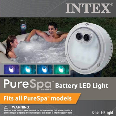 Intex Removable Slip Resistant Hot Tub Seat + Multi-Colored LED Light (2 Pack)