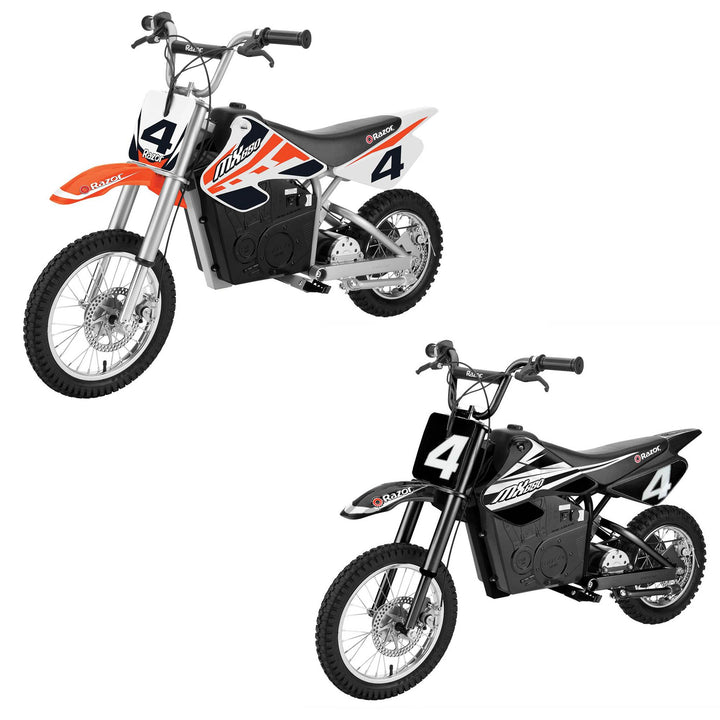 Razor MX650 Dirt Rocket Ride On Electric Motocross Dirt Bike, 1 Orange & 1 Black