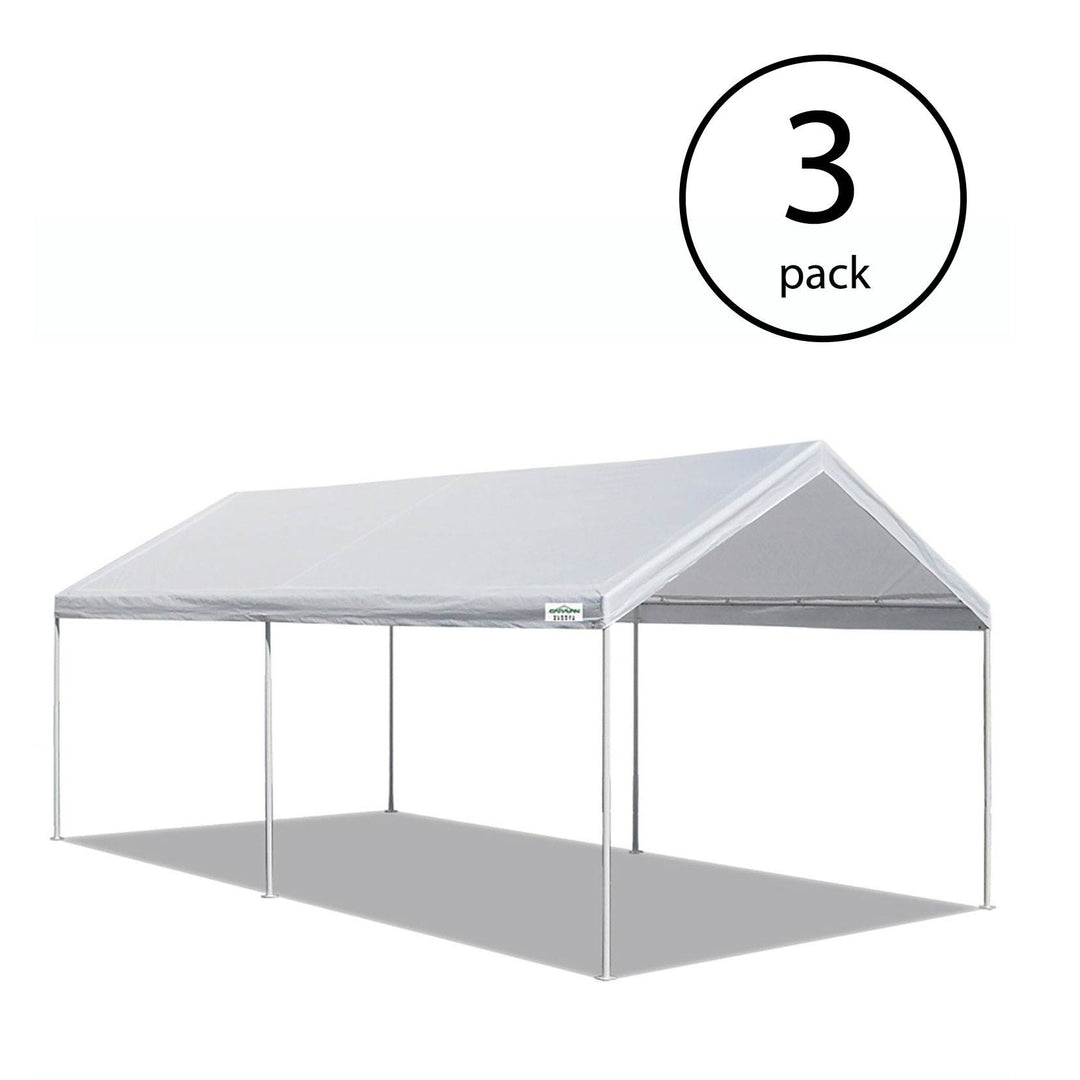 Caravan Canopy Domain 10x20 Ft. Straight Instant Canopy Tent Set, White (3 Pack)