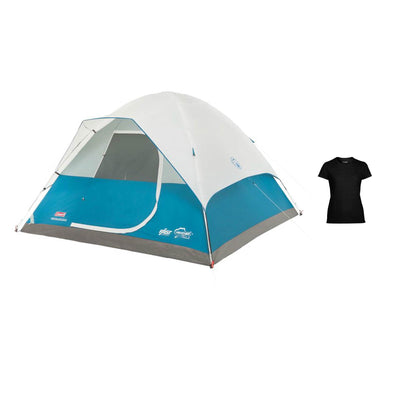 Coleman Longs Peak 6 Person Fast Pitch Camping Tent + Gildan Women's Small Tee