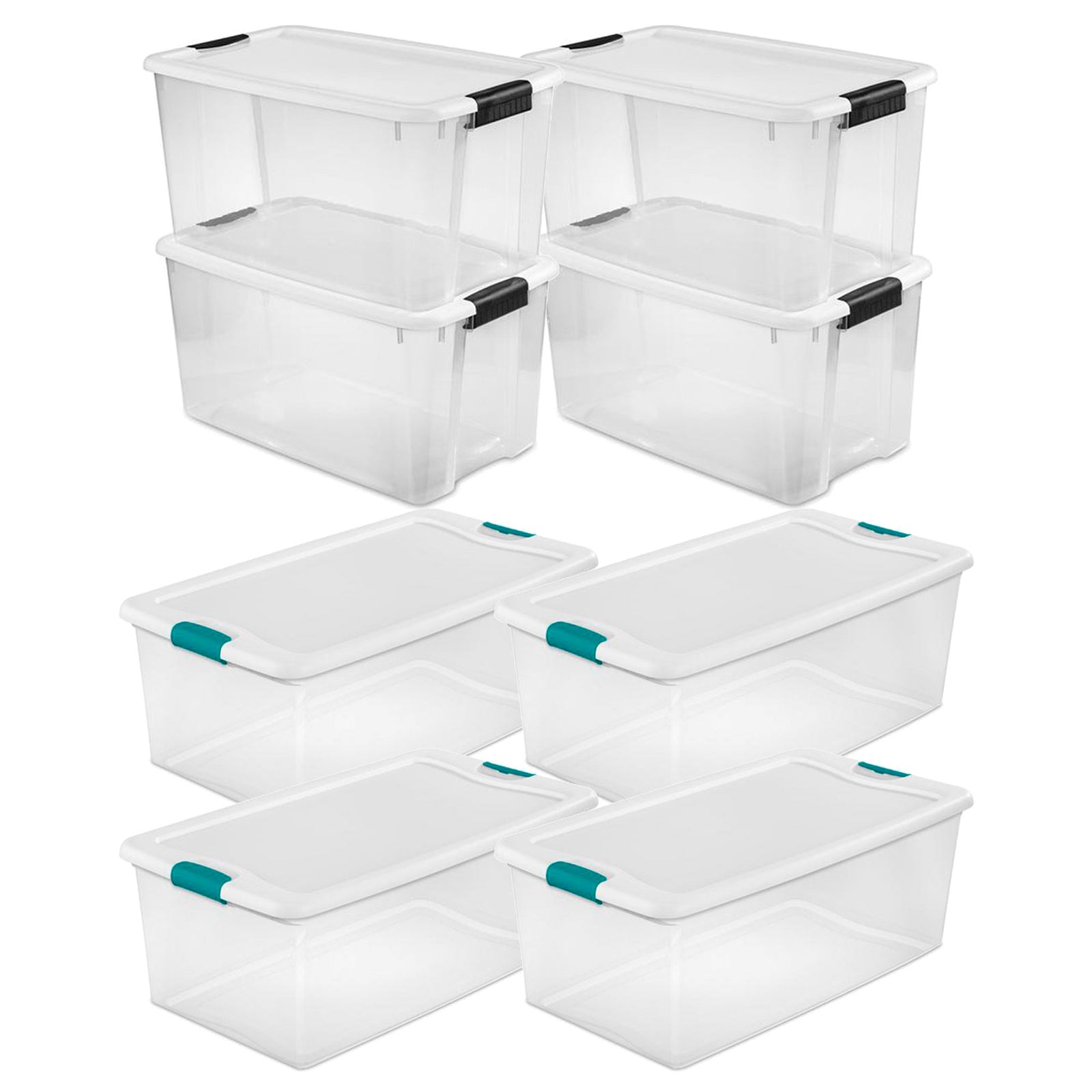 Sterilite 106 Quart Latching Storage Tote, 4 Pk and 70 Quart Storage Tote, 4 Pk - VMInnovations