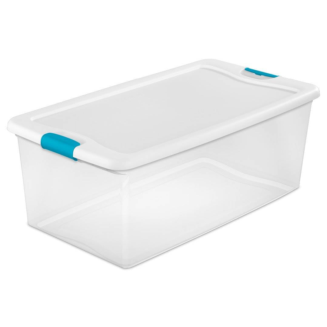 Sterilite 106 Quart Latch Lid Tote, 4 Pack, and 66 Quart Latch Lid Tote, 6 Pack