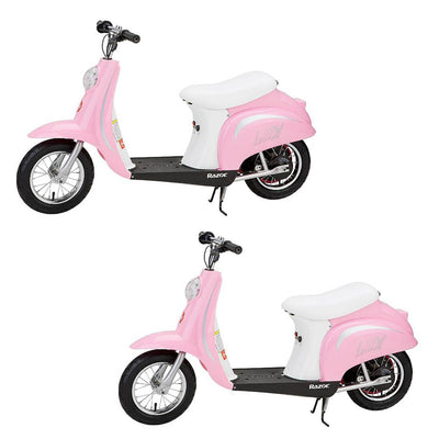 Razor Pocket Mod Miniature Euro 24 Volt Electric Retro Scooter, Pink (2 Pack)