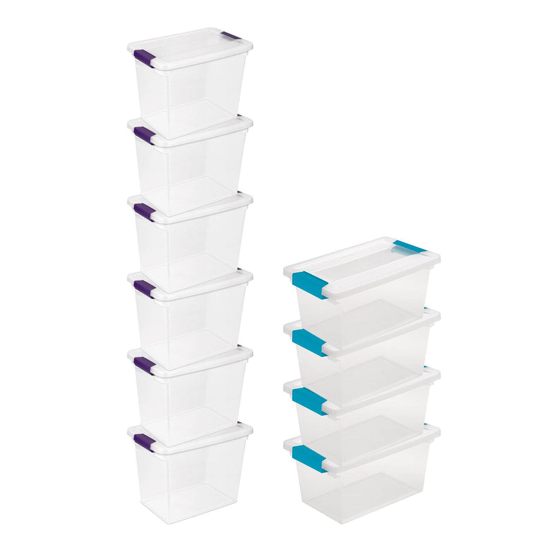 Sterilite 27 Quart Stackable Storage Box, 6 Pack, & Medium File Clip Box, 4 Pack