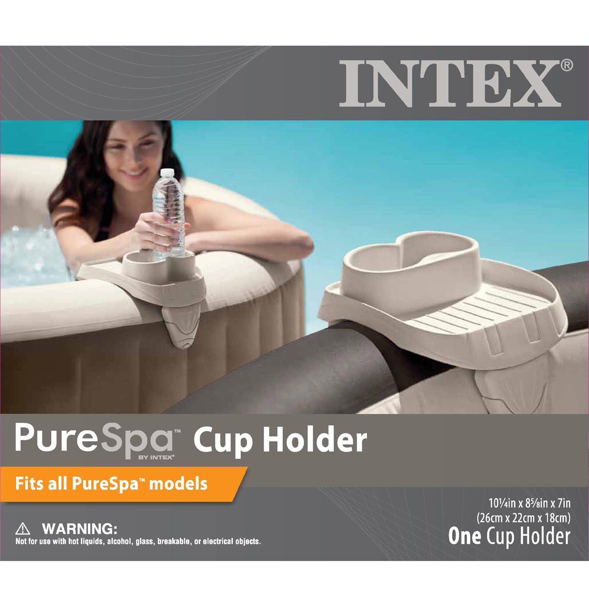 Intex Seat for Inflatable PureSpa Hot Tub + PureSpa Cup Holder & Tray Accessory - VMInnovations
