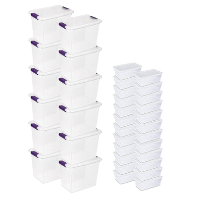 Sterilite 27 Quart Latch Lid Tote, 12 Pack, and 6 Quart Latch Lid Tote, 24 Pack - VMInnovations
