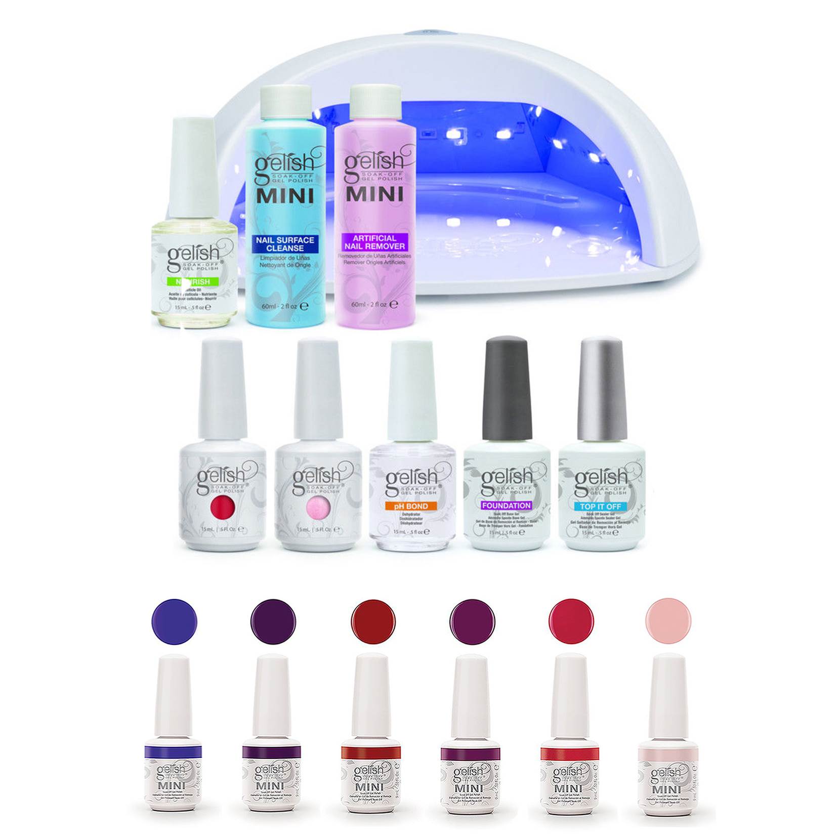 Gelish Harmony Gel LED Soak Off Nail Polish Kit, Fu Flair 9mL Polish Set, 6 Pack