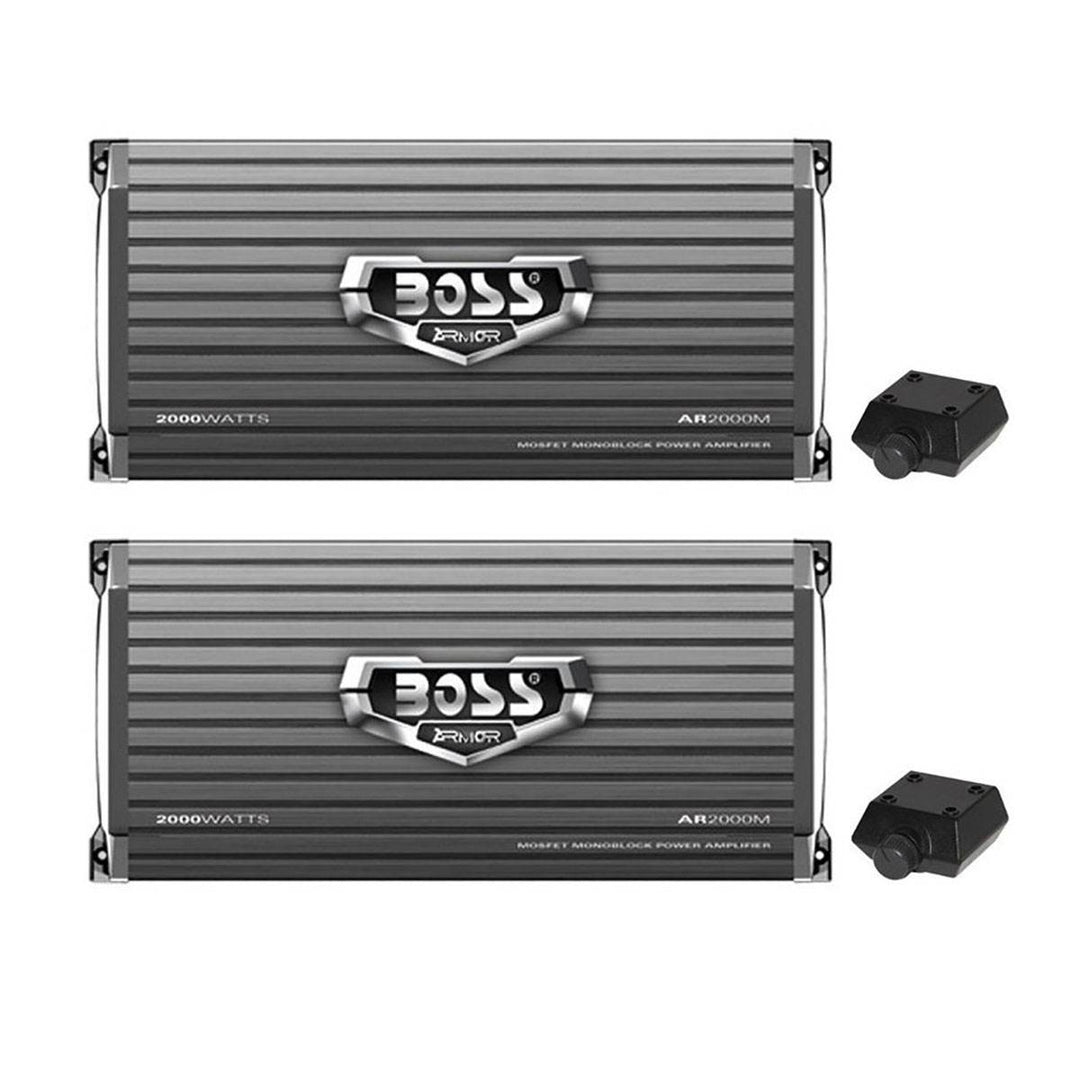 Boss Armor 2000W Monoblock A/B Amplifier Car Audio Amp + Bass Remote (2 Pack)