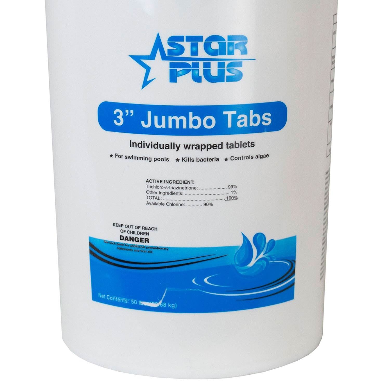 Wrapped Trichlor Jumbo 3 Inch Pool Cleaner Chlorine Tablets, 50 Pounds (4 Pack)